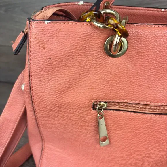 Michael Kors MK Satchel Hand Bag Shoulder Bag Peach Chain Cross Body Satchel - Picture 13 of 16